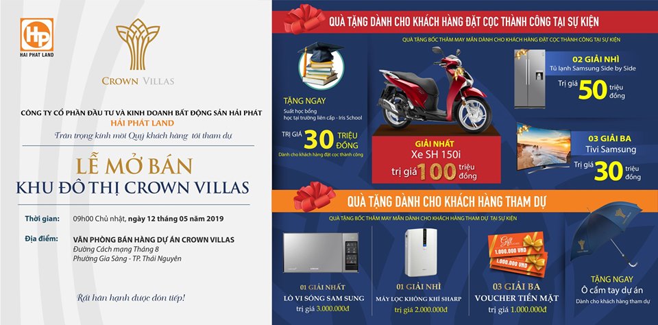 Lễ mở bán Khu đô thị Crown Villas - Cơ hội trúng SH 150i
