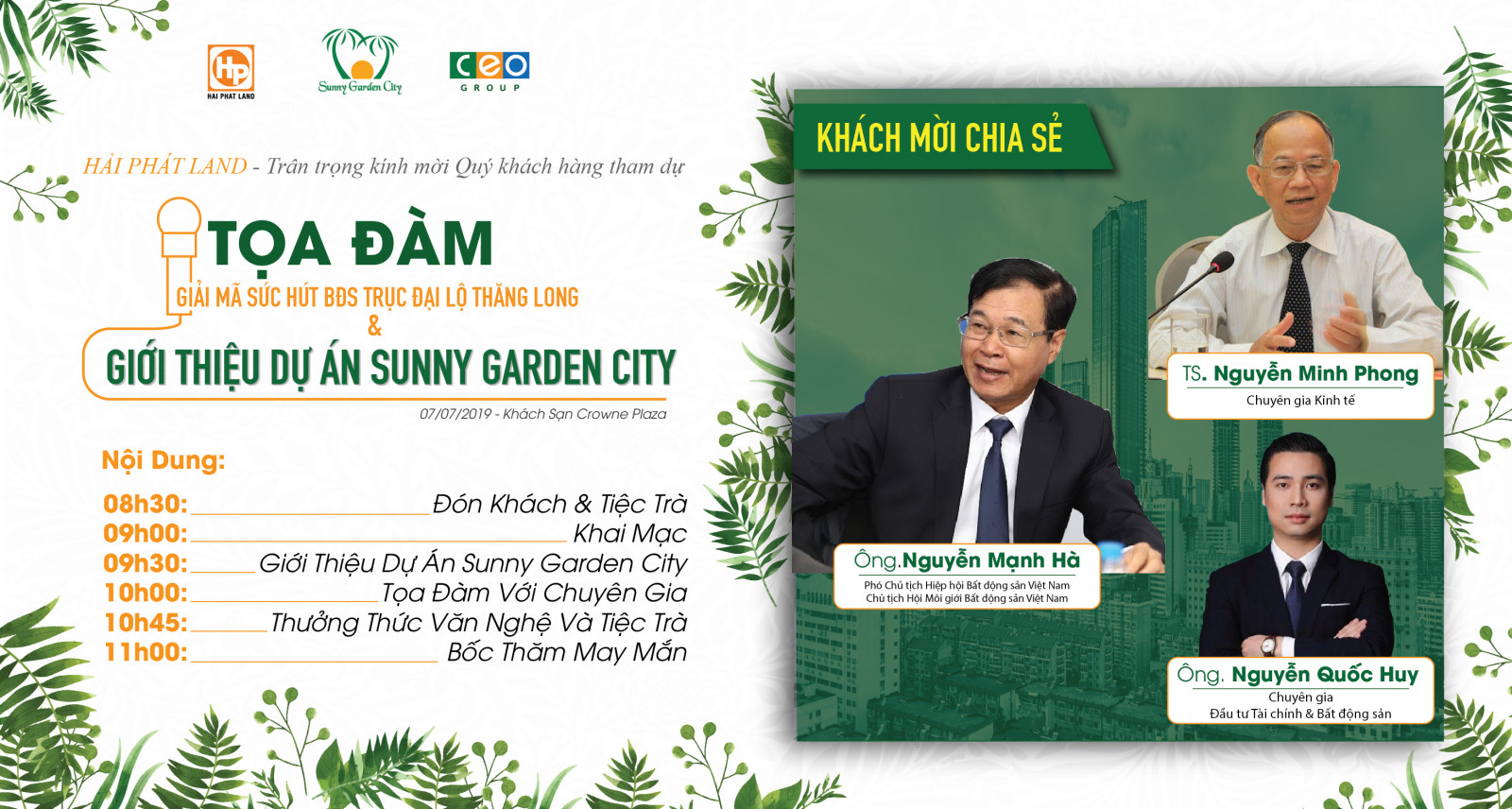 TỌA ĐÀM GIẢI MÃ SỨC HÚT BĐS TRỤC ĐẠI LỘ THĂNG LONG VÀ GIỚI THIỆU DỰ ÁN SUNNY GARDEN CITY