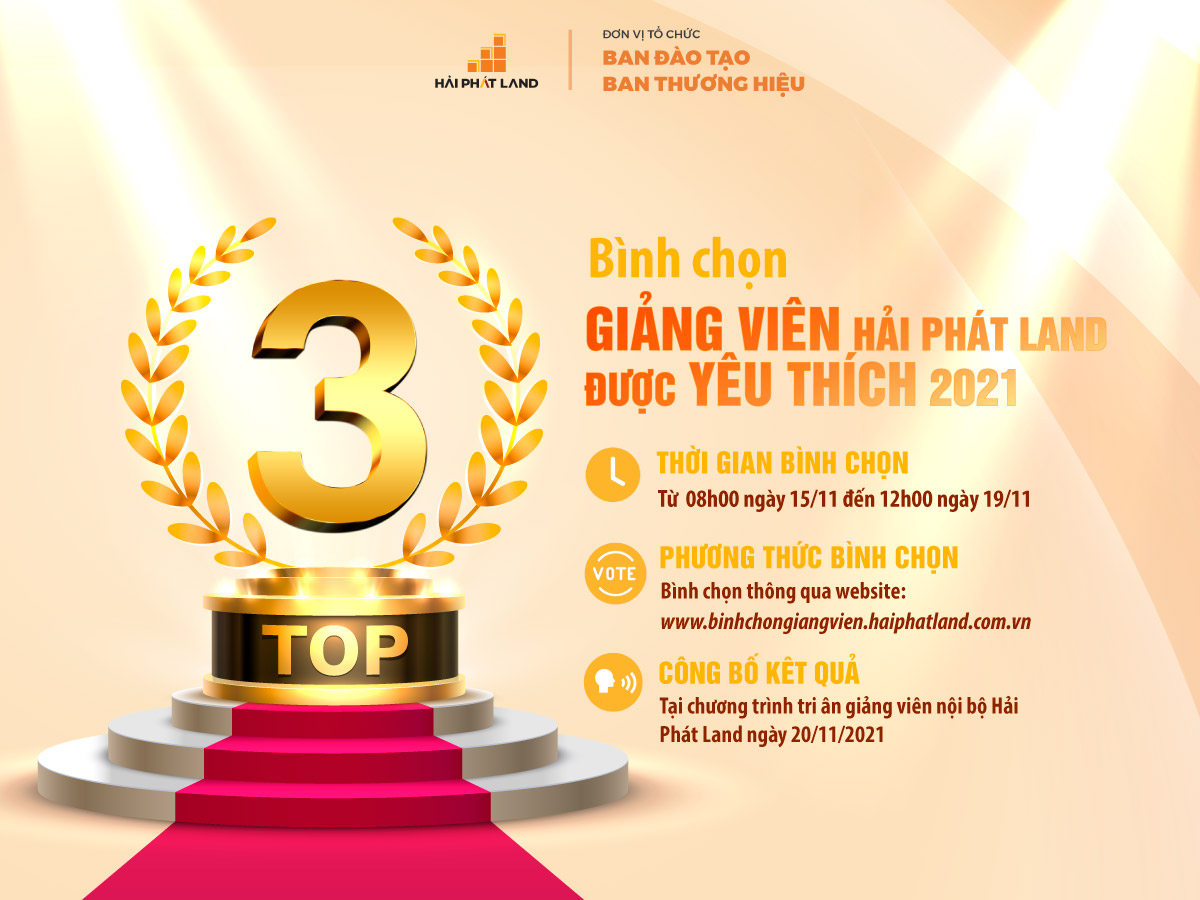 PHÁT ĐỘNG CUỘC THI BÌNH CHỌN GIẢNG VIÊN HẢI PHÁT LAND ĐƯỢC YÊU THÍCH 2021