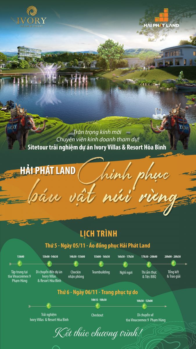 Sitetour trải nghiệm dự án Ivory Villas & Resort Hòa Bình